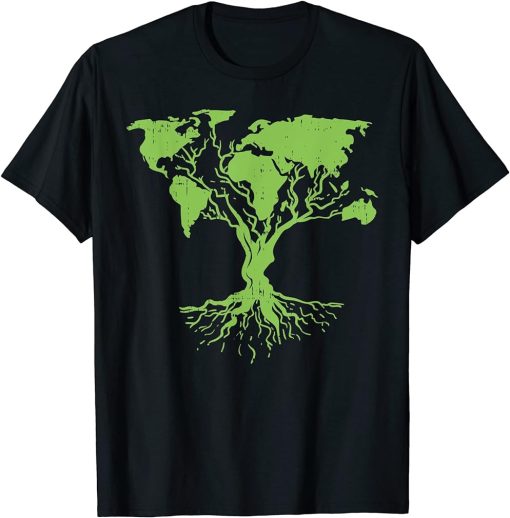 Earth Day Shirt Cute World Map Tree Pro Environment Plant T-Shirt