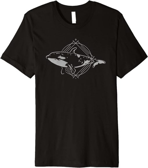 Orca Killer Whale Vintage Art Portrait Graphic Premium T-Shirt