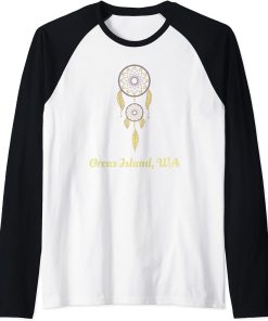 Orcas Island, WA Dreamcatcher Native American Feathers Raglan Baseball Tee