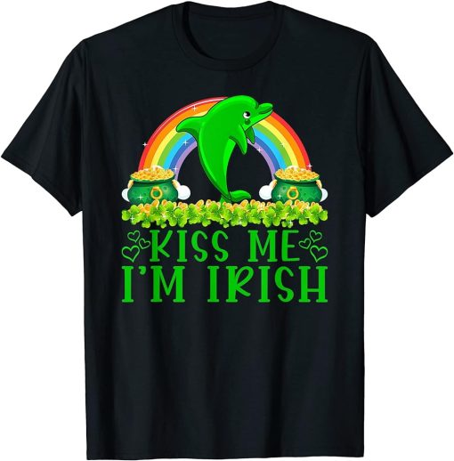 Funny Rainbow Kiss Me I"m Irish Orca Fish St Patrick"s Day T-Shirt