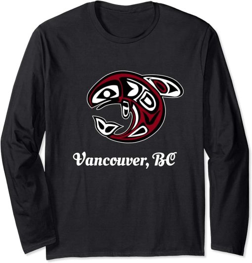 BC Canada Vancouver Native Tribal Orca Killer Whale Long Sleeve T-Shirt