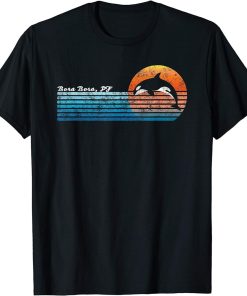 Vintage Bora Bora Retro 80s Orca Sunset T-Shirt