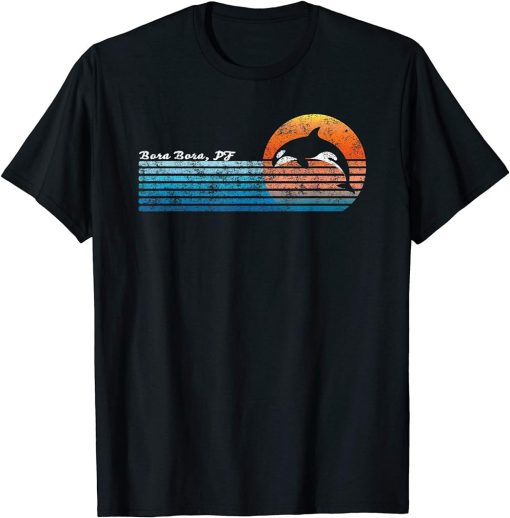 Vintage Bora Bora Retro 80s Orca Sunset T-Shirt