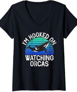 Womens Whales Watch Dolphin Pottwhal Funny Saying Orca Whale V-Neck T-Shirt