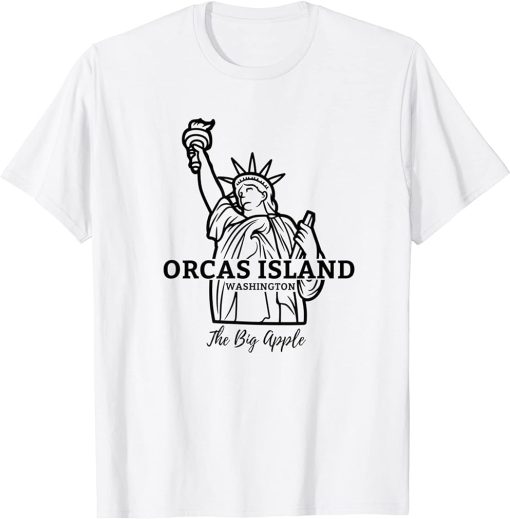 Orcas Island WA Funny Wrong City Name Statue of Liberty Flag T-Shirt