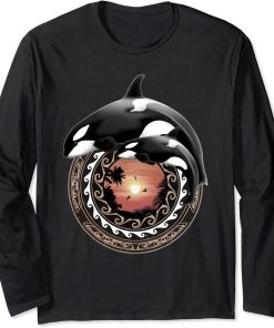 Cute Orca Whales Samoa Polynesia Style Orcas Long Sleeve T-Shirt